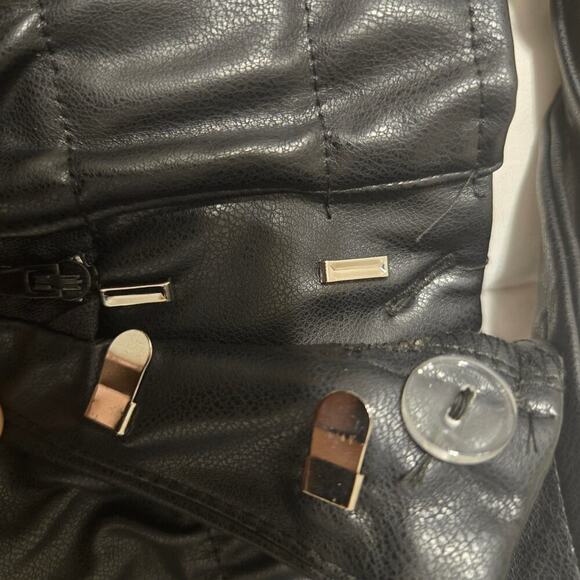 Women’s  Story On Faux Leather Shorts Size M Black Chocolate High Waist Trendy - Picture 5 of 5